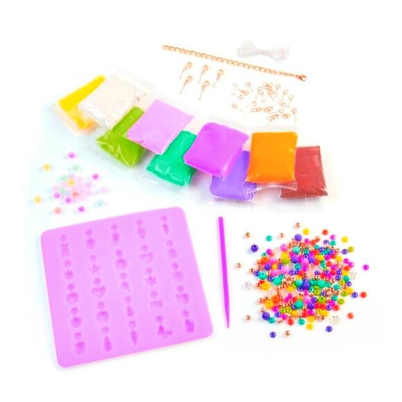 Clay Charm DIY Jewelry Kit With 279 Pieces Includes Molding Tools Beads & Chains - Picture 3 of 6